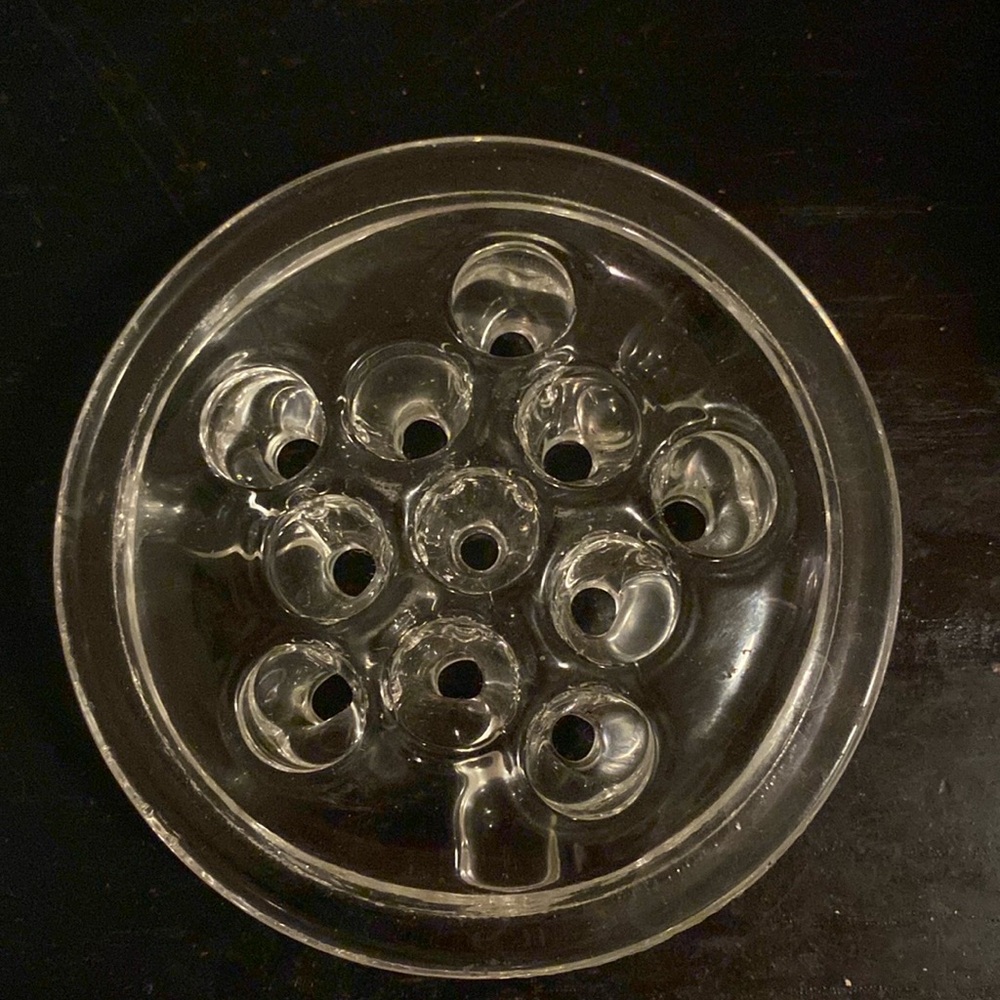 Vtg glass flower frog flower arranging tool.